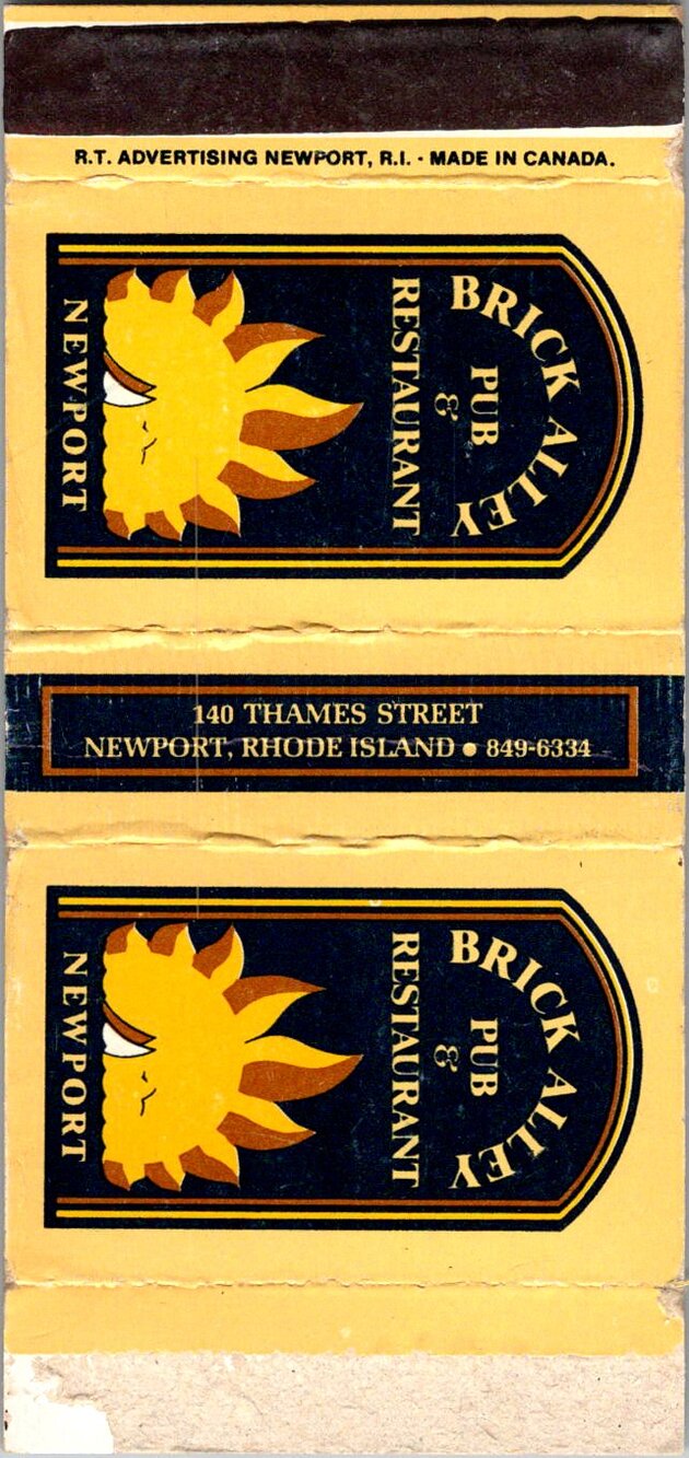 Brick Alley Pub & Restaurant Newport RI Vintage Matchbook Matchbox SMM21-1